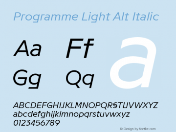 Programme Light Alt Italic Version 1.000 Font Sample