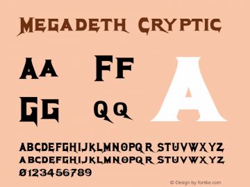 Megadeth Cryptic Altsys Fontographer 4.1 3/22/1998图片样张