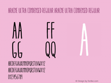 Aracne Ultra Condensed Regular Aracne Ultra Condensed Regular Version 1.000 Font Sample