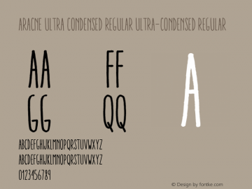 Aracne Ultra Condensed Regular Ultra-condensed Regular Version 1.001 Font Sample