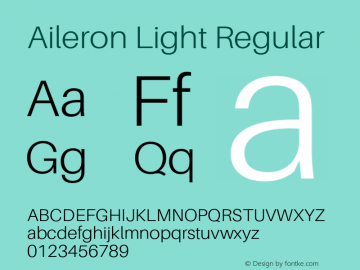 Aileron Light Regular Version 1.102;PS 001.102;hotconv 1.0.70;makeotf.lib2.5.58329 Font Sample