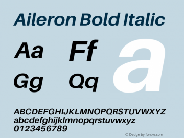 Aileron Bold Italic Version 1.102;PS 001.102;hotconv 1.0.70;makeotf.lib2.5.58329 Font Sample