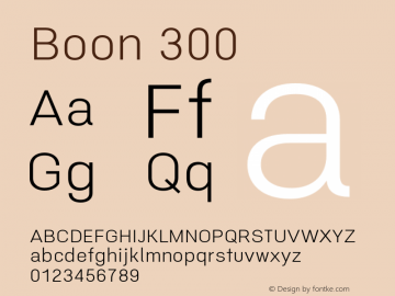 Boon 300 Version 0.6 Font Sample