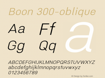 Boon 300-oblique Version 0.6 Font Sample
