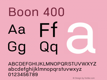 Boon 400 Version 0.6 Font Sample