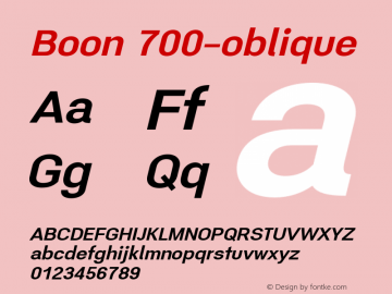 Boon 700-oblique Version 0.6 Font Sample