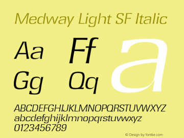 Medway Light SF Italic Altsys Fontographer 3.5  21.08.1994 Font Sample