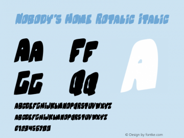 Nobody's Home Rotalic Italic Version 1.0; 2013图片样张