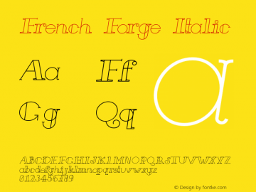 French Forge Italic Version 1.000 Font Sample