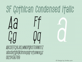 SF Gothican Condensed Italic 1.0 Font Sample