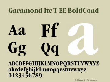 Garamond Itc T EE BoldCond Version 001.005 Font Sample