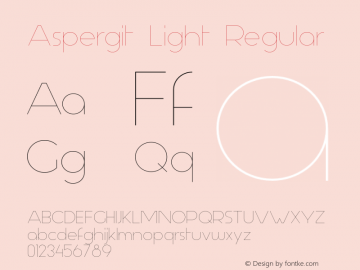 Aspergit Light Regular Version 1.000 2013 initial release Font Sample