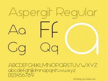 Aspergit Regular Version 1.000 2013 initial release Font Sample