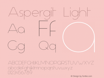 Aspergit Light Version 1.001 2013 Font Sample