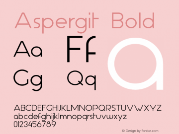 Aspergit Bold Version 1.001 2013 Font Sample