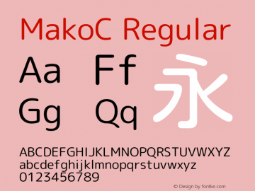 MakoC Regular Version 1.046.20120229 Font Sample