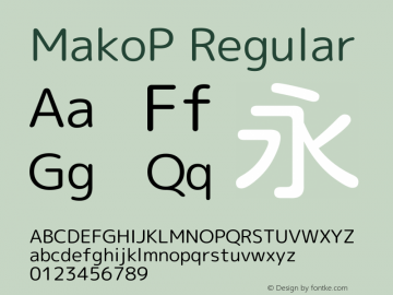 MakoP Regular Version 1.046.20120229 Font Sample