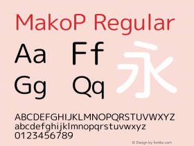 MakoP Regular Version 1.046.20120229 Font Sample