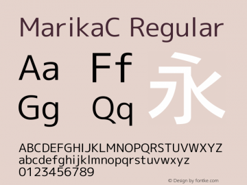 MarikaC Regular Version 1.047 Font Sample