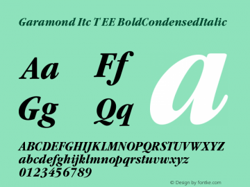 Garamond Itc T EE BoldCondensedItalic Version 001.005图片样张