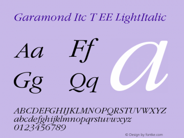Garamond Itc T EE LightItalic Version 001.004图片样张