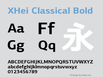 XHei Classical Bold Version 6.00 June 9, 2014 Font Sample