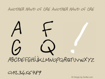 ANOTHER HAND OF CRE ANOTHER HAND OF CRE Version 1.000 Font Sample