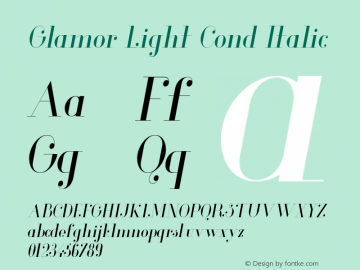 Glamor Light Cond Italic Version 1.000;PS 001.001;hotconv 1.0.56 Font Sample