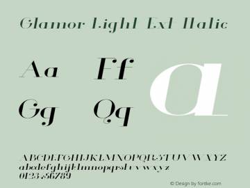 Glamor Light Ext Italic Version 1.000;PS 001.001;hotconv 1.0.56 Font Sample