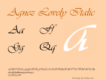 Agnez Lovely Italic Version 1.0.1 Font Sample