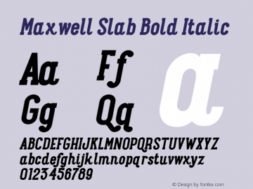 Maxwell Slab Bold Italic Version 1.000图片样张