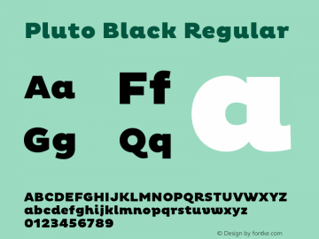 Pluto Black Regular Version 1.000 Font Sample