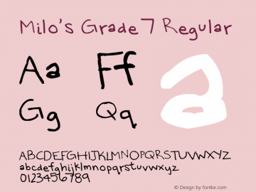 Milo's Grade 7 Regular Version 1.00 October 27, 2013, initial release, www.yourfonts.com图片样张