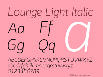 Lounge Light Italic Version 1.000 Font Sample