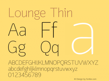 Lounge Thin Version 1.000 Font Sample