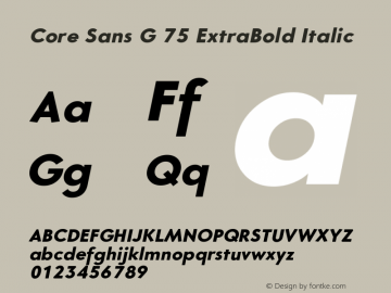 Core Sans G 75 ExtraBold Italic Version 1.001图片样张