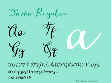 Dasha Regular Version 4.000 Font Sample