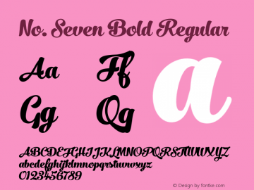 No. Seven Bold Regular Version 1.000 Font Sample