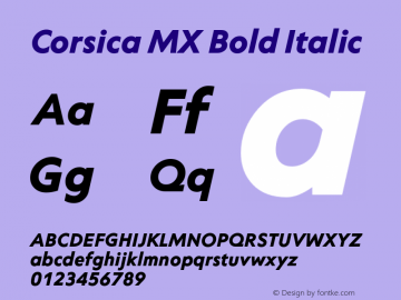 Corsica MX Bold Italic 1.000 Font Sample