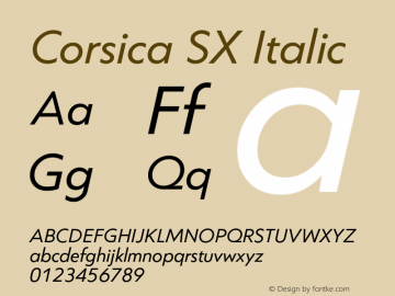 Corsica SX Italic 1.000 Font Sample