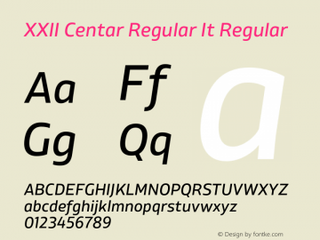 XXII Centar Regular It Regular Version 1.002 Font Sample