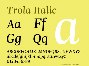 Trola Italic Version 1.000 | wf-rip By Margaret.图片样张