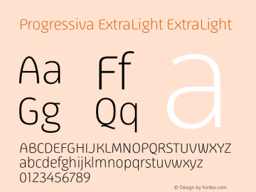 Progressiva ExtraLight ExtraLight Version 1.000 Font Sample