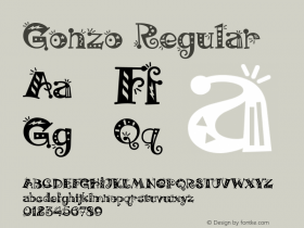 Gonzo Regular Macromedia Fontographer 4.1 03.04.99 Font Sample