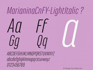 MarianinaCnFY-LightItalic ? Version 1.000;com.myfonts.fontyou.marianina-fy.cn-light-italic.wfkit2.44wF图片样张