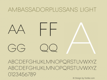 AmbassadorPlusSans Light 1.000 Font Sample