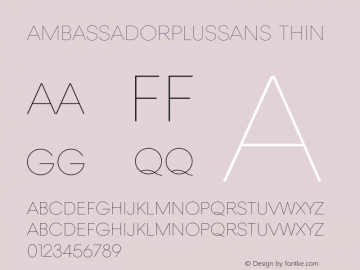 AmbassadorPlusSans Thin 1.000 Font Sample