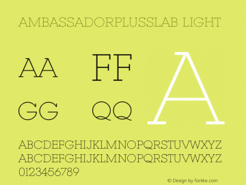 AmbassadorPlusSlab Light 1.000 Font Sample