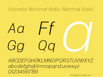 Uninsta Normal Italic Normal Italic Version 1.000 Font Sample