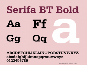 Serifa BT Bold mfgpctt-v1.53 Friday, January 29, 1993 1:52:34 pm (EST) Font Sample